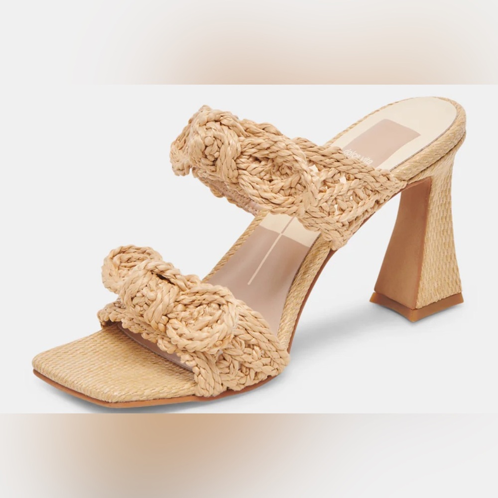 Dolce Vita Niyah Natural Raffia Braided Tan Women's Heels - Picture 3 of 6